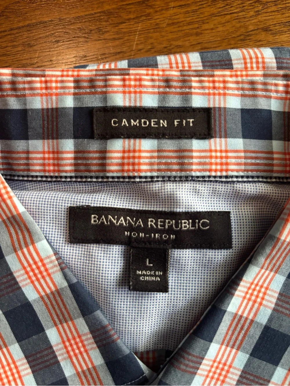 9 Men's Large Banana Republic Non-iron Button-Down Shirts - Blue, Green, Red.